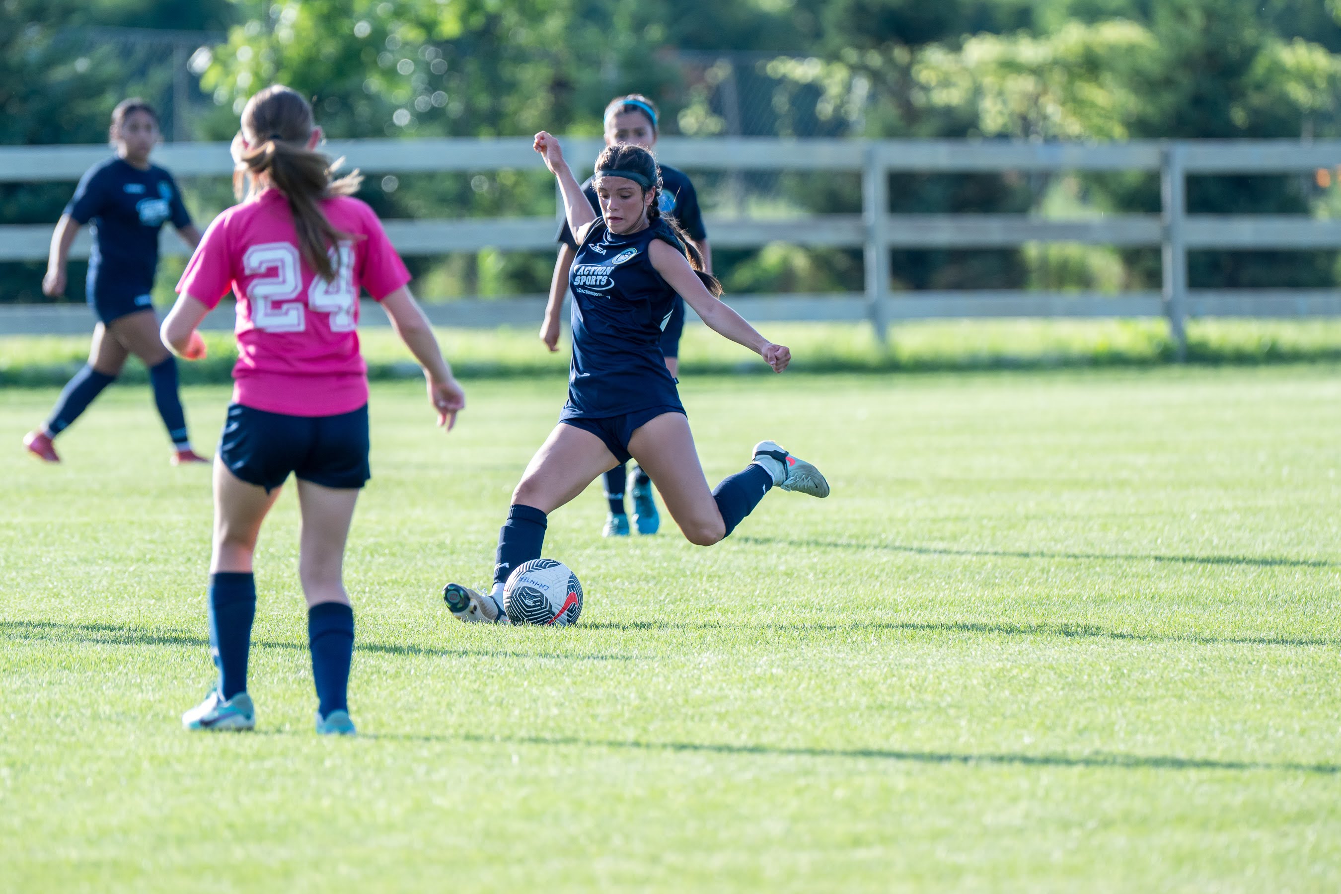 Amaya Vargas kicking the ball